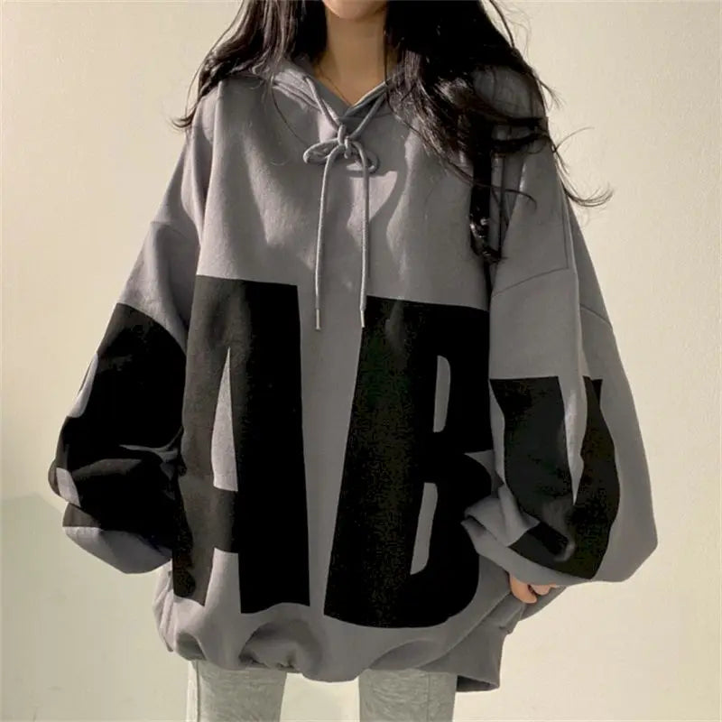 Fashion Letter Printing Hoodies Women 2024 Spring Autumn Thin Street Sports Loose Large Size Casual Hooded Pullover Womens Tops - reetell