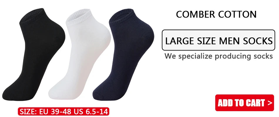 High Quality 10Pairs Men Socks Combed cotton 100% Summer Sports Sock Plus Size EUR38-48