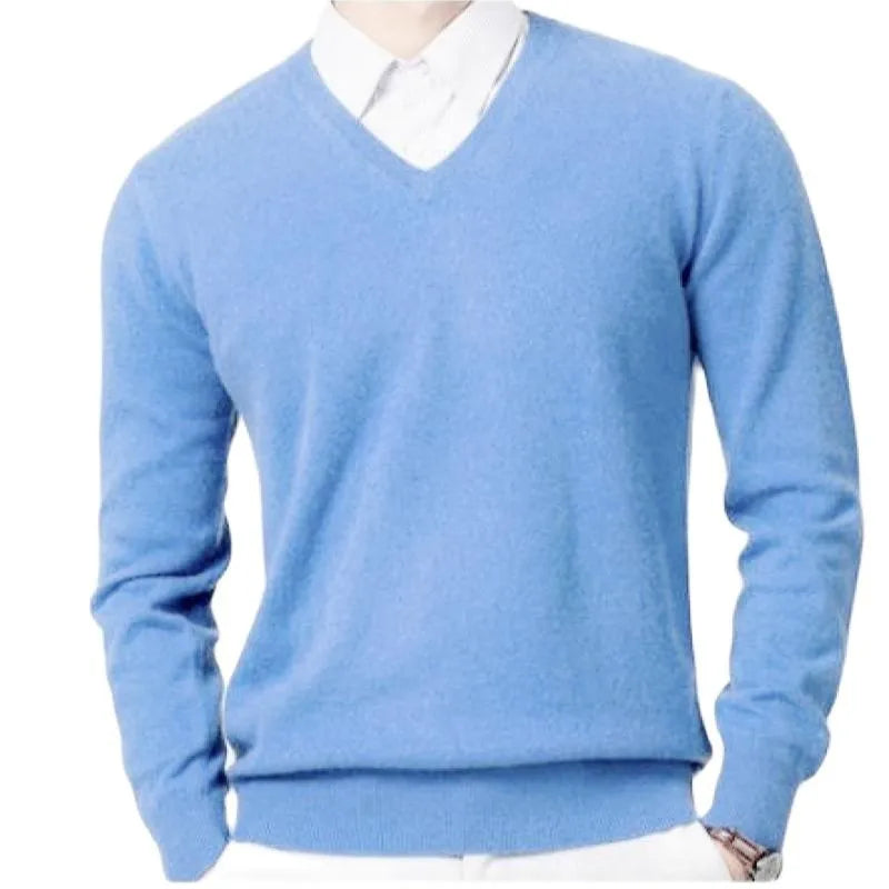 Men Cashmere Sweater Autumn Winter Soft Warm Jersey Jumper Robe Hombre Pull Homme Hiver Pullover V-Neck O-Neck Knitted Sweaters - reetell