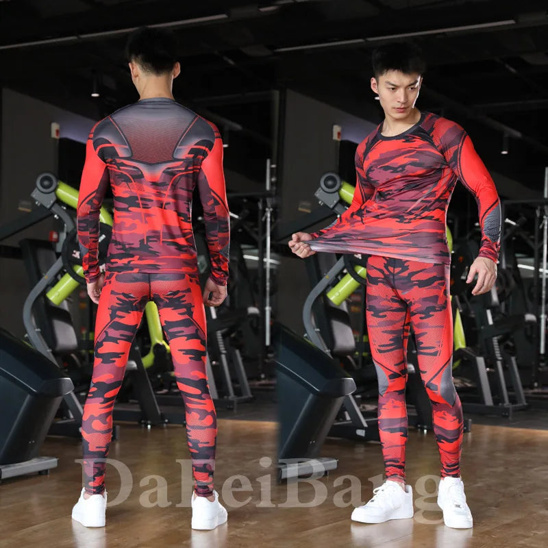 3 Pcs Set Men's Workout Sports Suit Gym Fitness Compression Clothes Running Jogging Sport Wear Exercise Rashguard Men