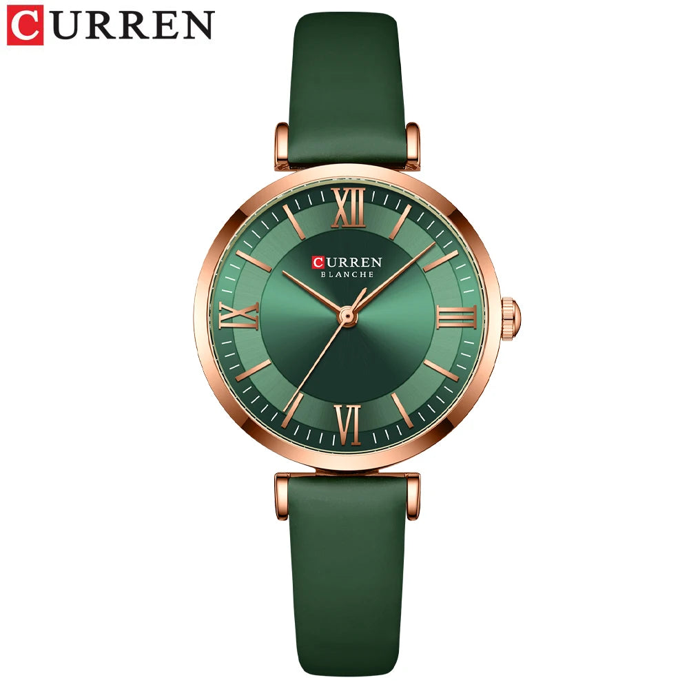 CURREN Luxury Brand New Watches for Women Simple Quartz Leather Clock Female Elegant Wristwatches