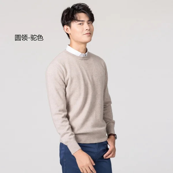 Men Cashmere Sweater Autumn Winter Soft Warm Jersey Jumper Robe Hombre Pull Homme Hiver Pullover V-Neck O-Neck Knitted Sweaters - reetell