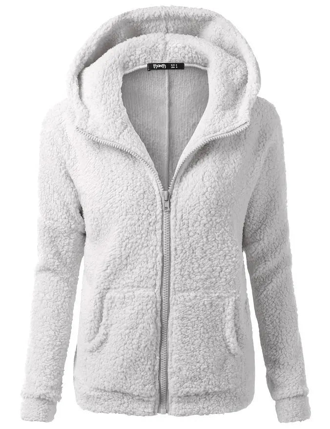 Autumn Winter Warm Jacket Women hoodie Hooded 2024 Casual Female Hoodies Sweatershirt Zipper Coat Solid Soft Fleece Women Coat - reetell