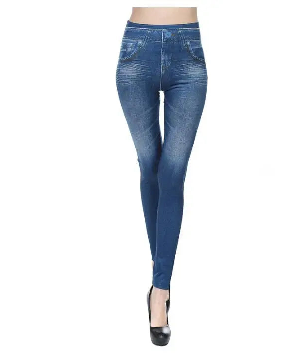 2023 Women's Spring and Summer Tight Imitation Jeans, Smart Slim Fashion, Large Tight Pants, False Pocket Women's Fitness Pants - reetell