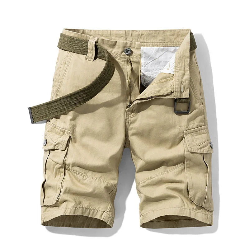 2024 Summer Men's Baggy Multi Pocket Military Cargo Shorts Male Cotton Khaki Mens Tactical Shorts Short Pants 30-38 No Belt - reetell