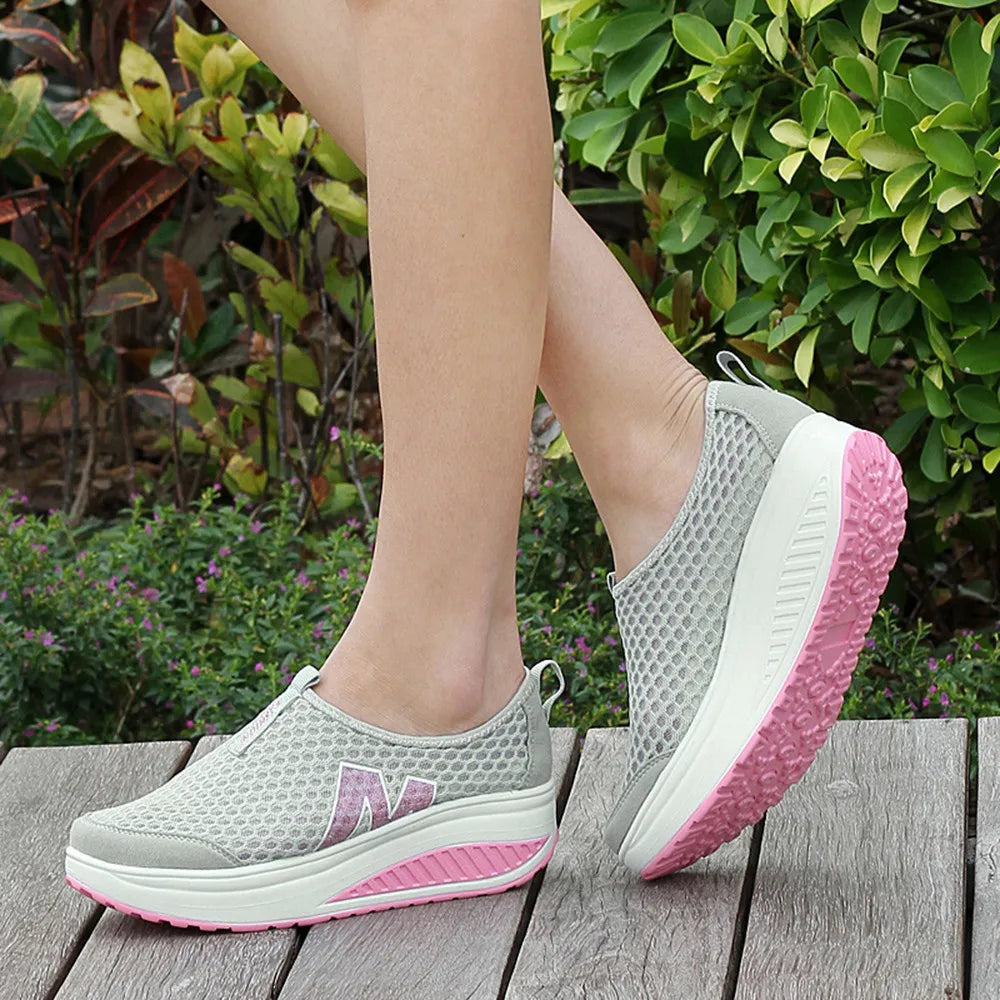 Shoes Women Mesh Flat Shoes Sneakers Platform Shoes Women Loafers Breathable Air Mesh Swing Wedges Shoe Breathable Flats