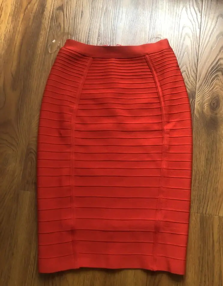 16 Colors Women Sexy Zipper Black Red Pink Bandage Skirt  XL XXL Elastic Bodycon Summer Pencil Skirt 58cm - reetell