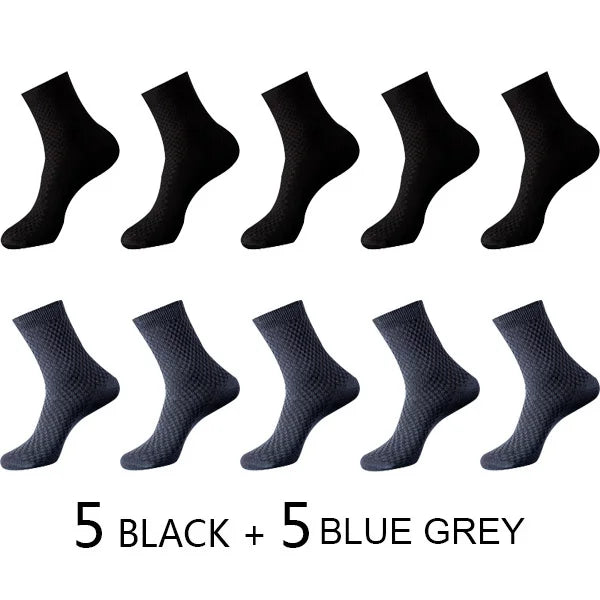 High Quality 10 Pairs/lot Men Bamboo Fiber Socks Men Breathable Compression Long Socks Business Casual Male Large size 38-45