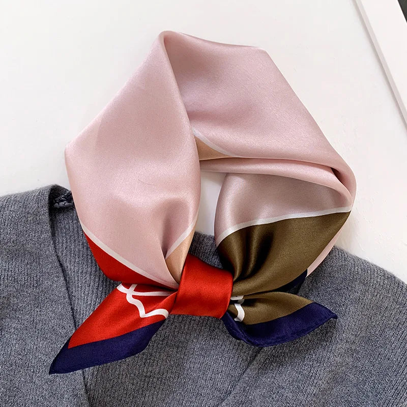 New Scarf 100% Silk Bandana Women Square Scarves Wrap Kerchief Mulberry Spring Fashion Luxury High Quality Headband Hijab Shawls - reetell