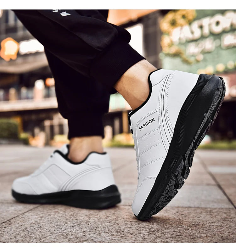 New 2024 Men Casual Shoes Leather Flat Shoes for Men Plush Warm Lightweight Movement Shoes Autumn winter Fashion men Sneakers - reetell