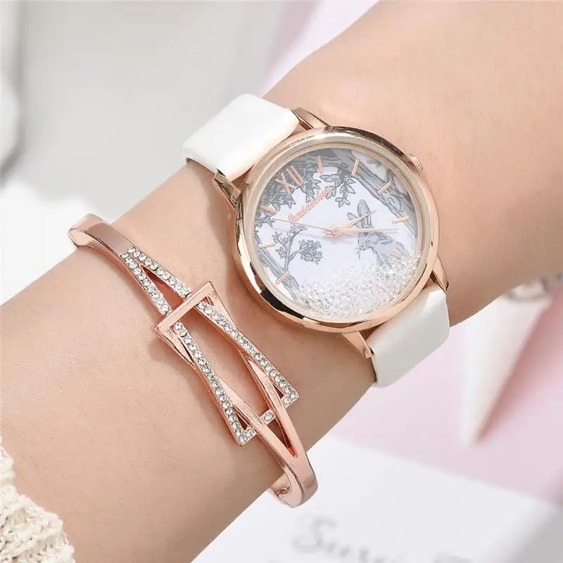 Luxury Rhinestones Women Watches Fashion Rabbit Pattern Dial Design Ladies Wristwatches Qualities Female Quartz Leather Watch