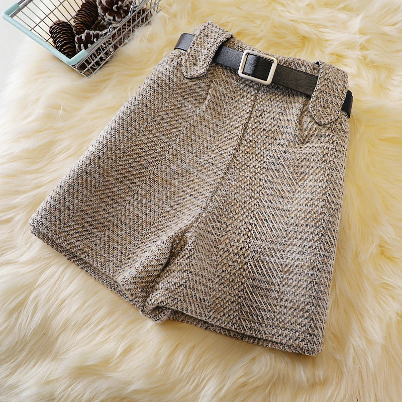 Woolen shorts, autumn and winter high waist, new fashion wide-leg pants, boots, trousers - reetell