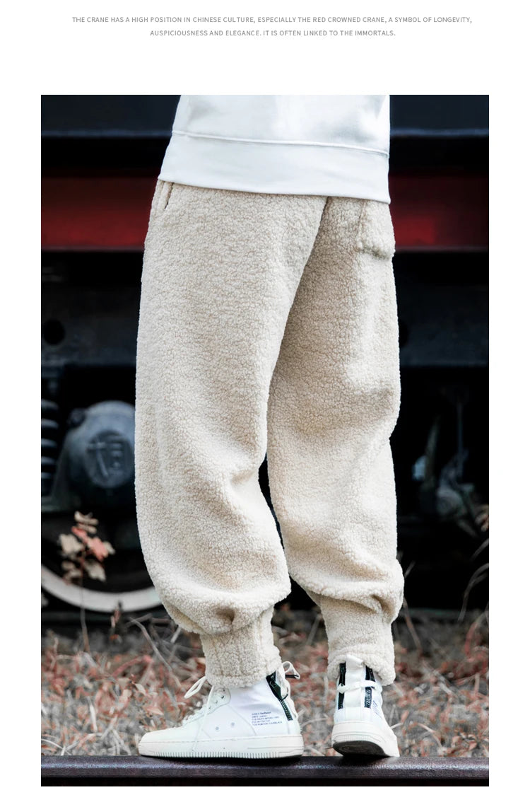 Autumn Winter Fashion Fleece Thick Casual Harem Pants Plus Size Jogging Pants Harajuku Embroidery Trousers Men Clothing Joggers