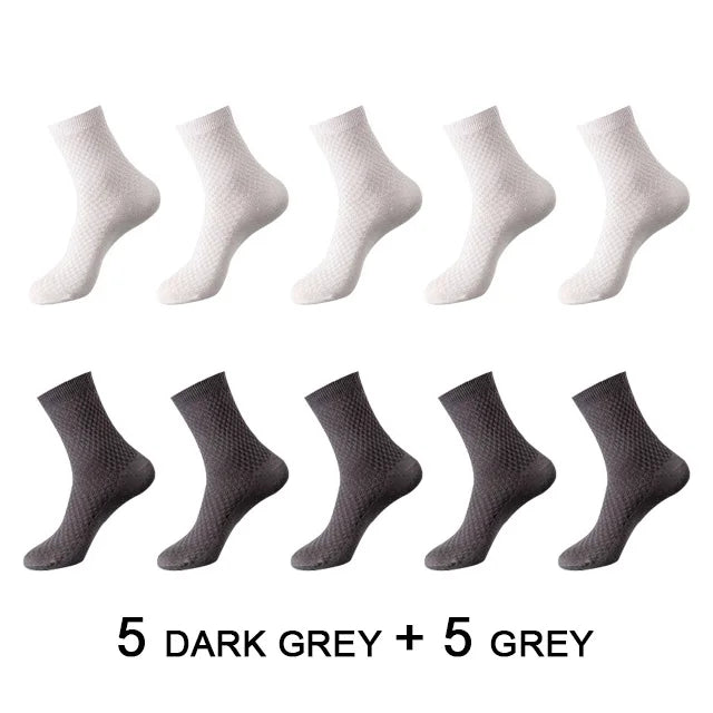 High Quality 10 Pairs/lot Men Bamboo Fiber Socks Men Breathable Compression Long Socks Business Casual Male Large size 38-45