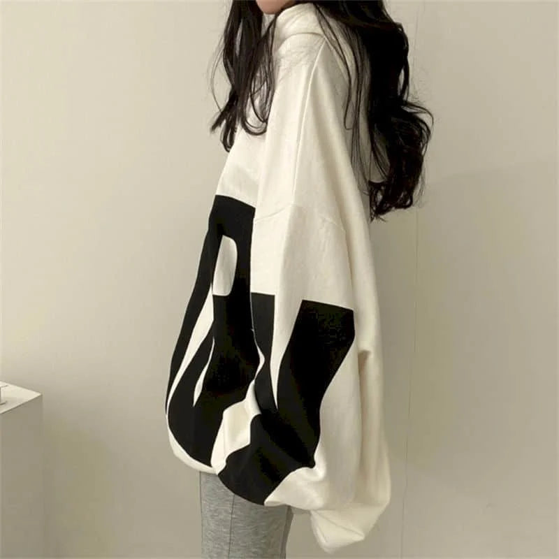 Fashion Letter Printing Hoodies Women 2024 Spring Autumn Thin Street Sports Loose Large Size Casual Hooded Pullover Womens Tops - reetell