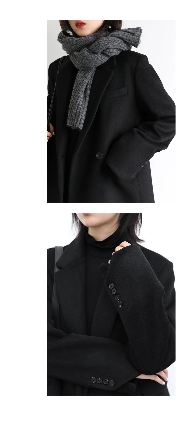 CHIC VEN Women Wool Blend Coat Solid Mid Long Woolen Blazer Thick Warm Blouse Women's Overcoat Office Lady Tops Autumn Winter - reetell