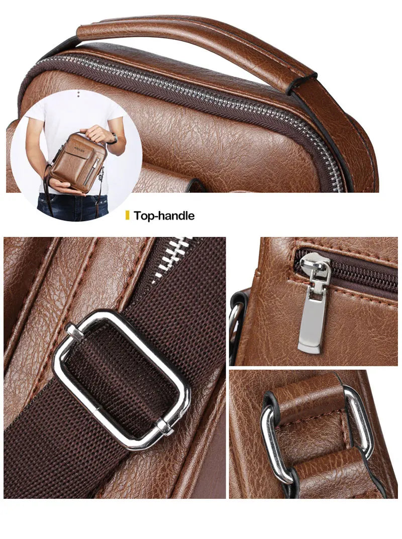 Casual Men Shoulder Bag Vintage Crossbody Bags Male Bag PU Leather Handbag Capacity Men Messenger Bags Tote Bag