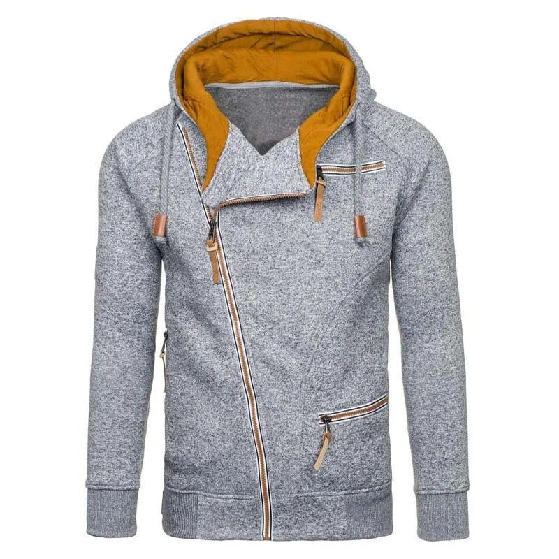 New Hoodie Men 2021 Autumn Casual Solid Long Sleeve Mens Hoodies Sweatshirts Slim Zipper Hoody Sweatshirt Men Hooded Streetwear - reetell