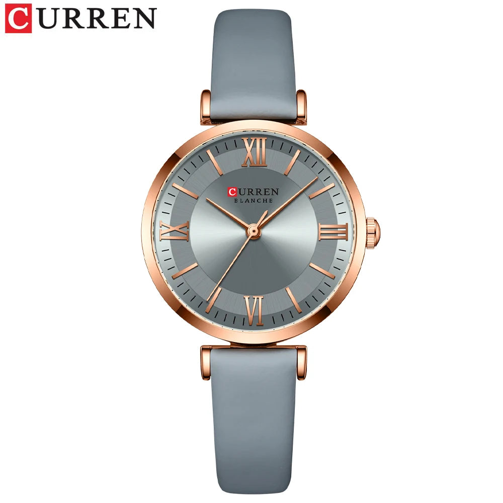 CURREN Luxury Brand New Watches for Women Simple Quartz Leather Clock Female Elegant Wristwatches