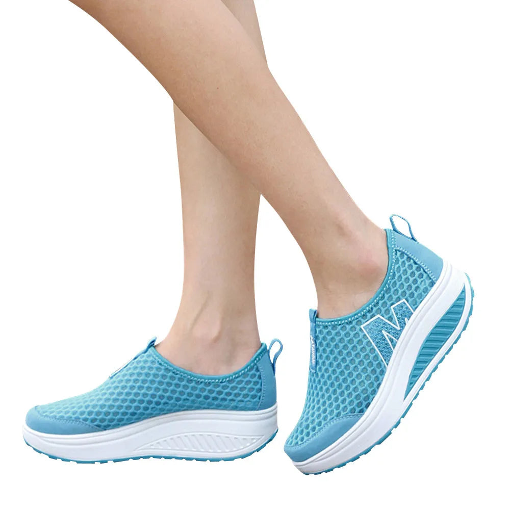 Shoes Women Mesh Flat Shoes Sneakers Platform Shoes Women Loafers Breathable Air Mesh Swing Wedges Shoe Breathable Flats