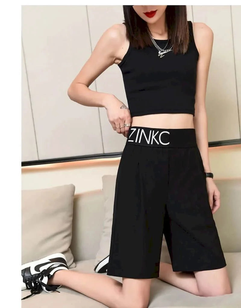 Suit Shorts Womens Summer Loose 2024 New High Waist Thin Outer Wear Wide-leg Ice Silk Thin Casual Five-point Pants Woman Shorts - reetell