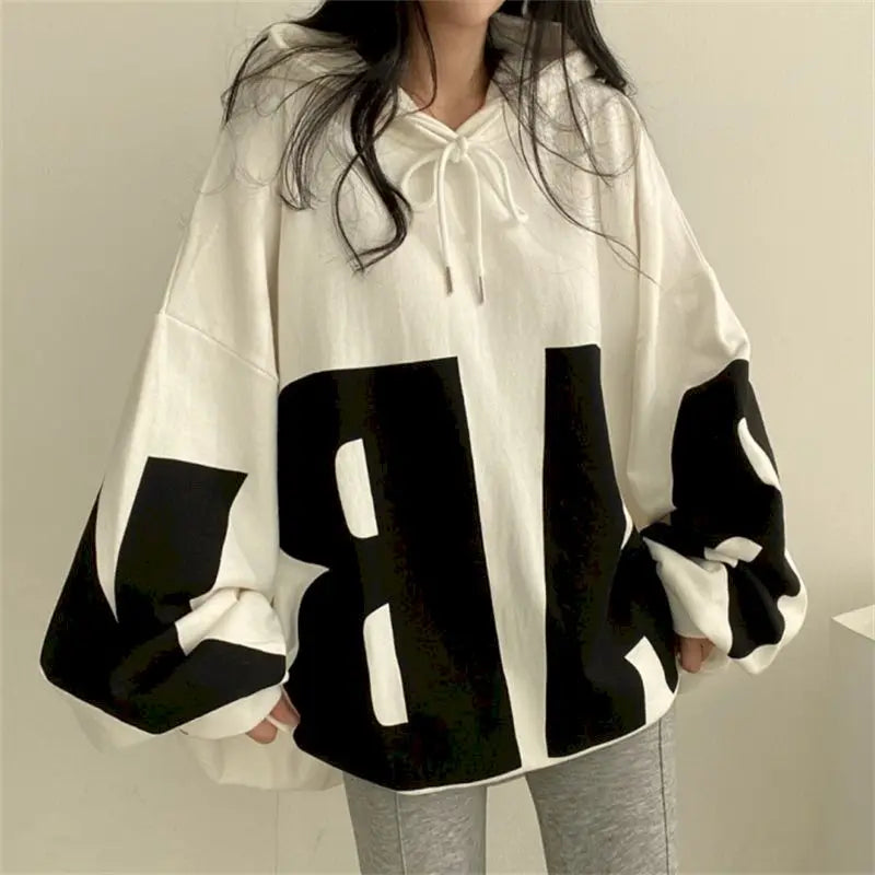 Fashion Letter Printing Hoodies Women 2024 Spring Autumn Thin Street Sports Loose Large Size Casual Hooded Pullover Womens Tops - reetell