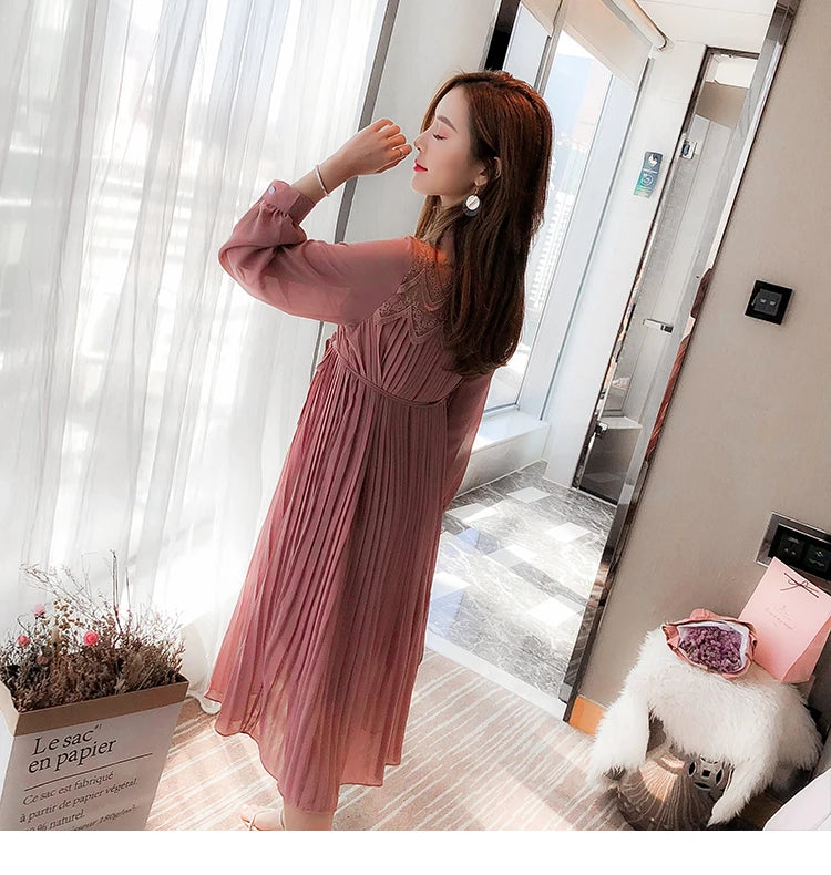 New Fashion Maternity Dresses Spring Autumn Long Pregnancy  For Pregnant Women Dress Casual  Clothes Plus Size