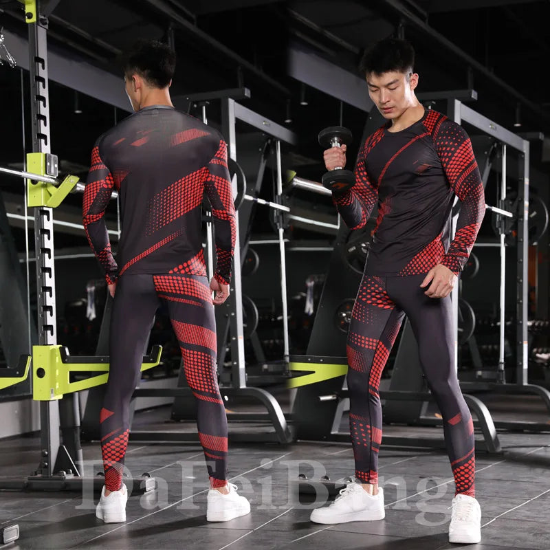 3 Pcs Set Men's Workout Sports Suit Gym Fitness Compression Clothes Running Jogging Sport Wear Exercise Rashguard Men