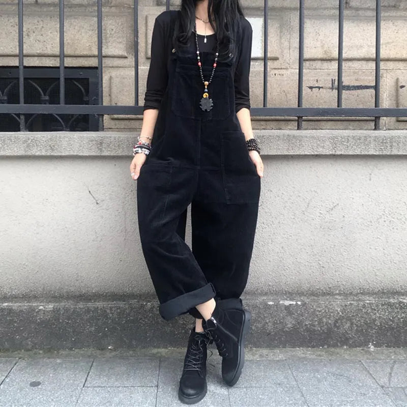 Kaftan Corduroy Overalls Women's Spring Jumpsuits ZANZEA 2023 Casual Suspender Harem Pants Female Solid Rompers Femme Oversize