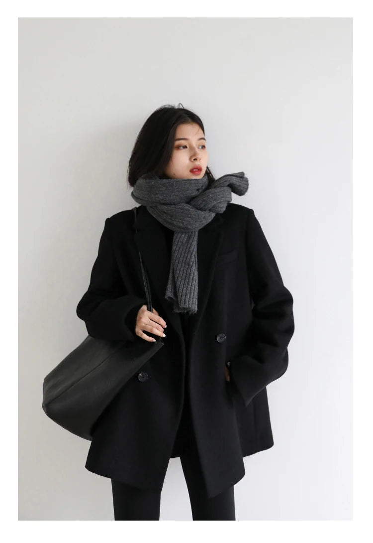 CHIC VEN Women Wool Blend Coat Solid Mid Long Woolen Blazer Thick Warm Blouse Women's Overcoat Office Lady Tops Autumn Winter - reetell