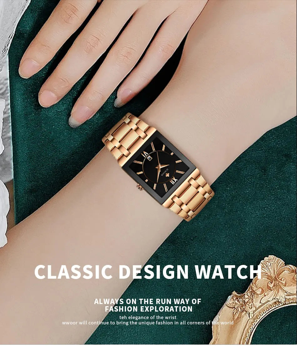 2022 WWOOR New Women Watches Top Brand Luxury Women's Bracelet Blue Square Watch Ladies Dress Quartz Wristwatch Relogio Feminino