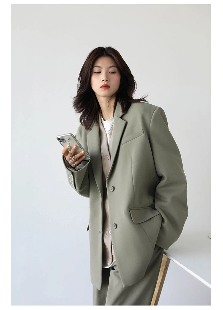 CHICVEN  Women Office Lady Blazer Cuff Embroidery Wide Shoulder Twill Suit Women's Autumn Ladies Outerwear  Stylish Tops - reetell