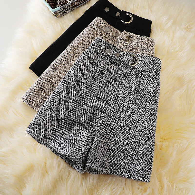 Woolen shorts women's autumn and winter new style comfortable and versatile casual pants - reetell