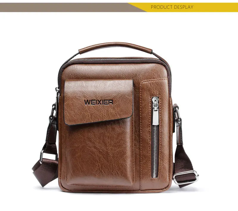 Casual Men Shoulder Bag Vintage Crossbody Bags Male Bag PU Leather Handbag Capacity Men Messenger Bags Tote Bag