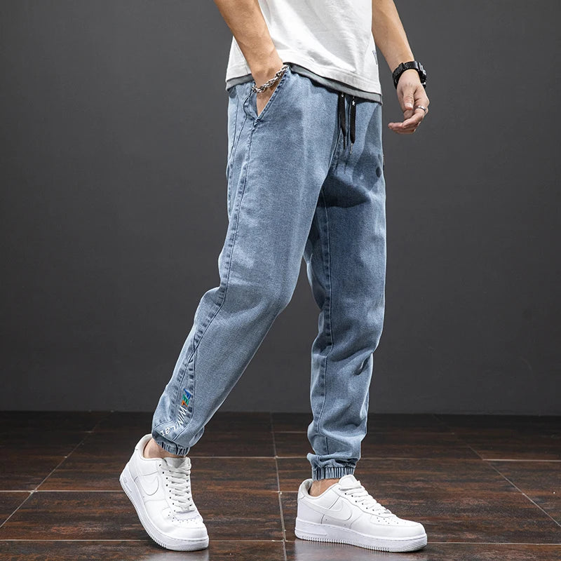 Spring Summer Black Blue Cargo Jeans Men Streetwear Denim Jogger Pants Men Baggy Harem Jean Trousers Plus Size 6XL 7XL 8XL - reetell