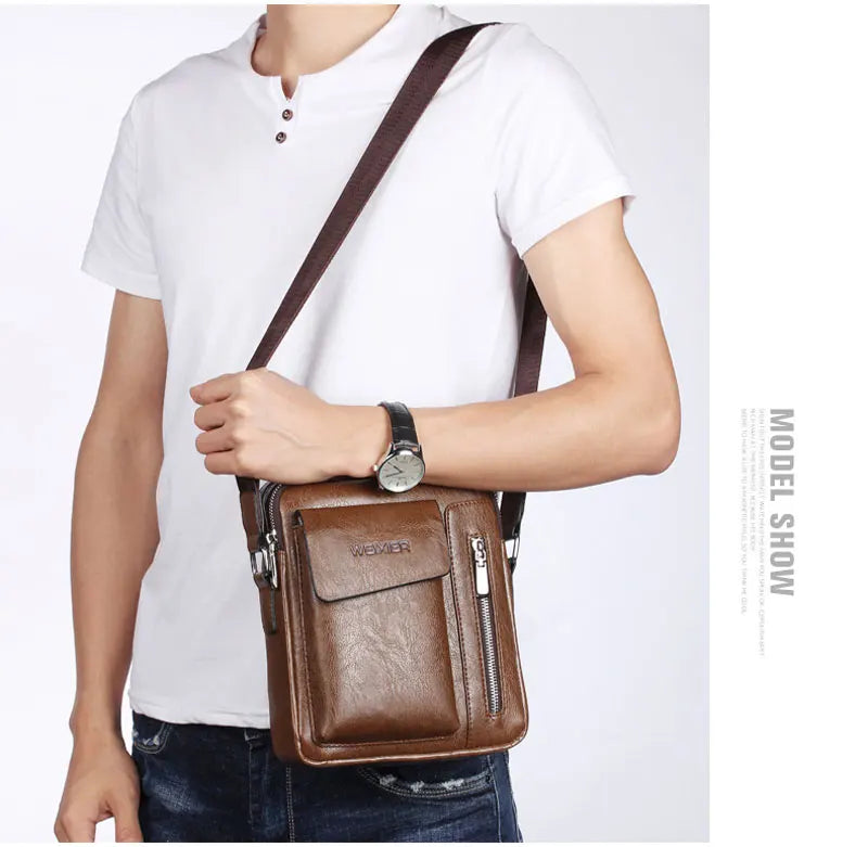 Casual Men Shoulder Bag Vintage Crossbody Bags Male Bag PU Leather Handbag Capacity Men Messenger Bags Tote Bag