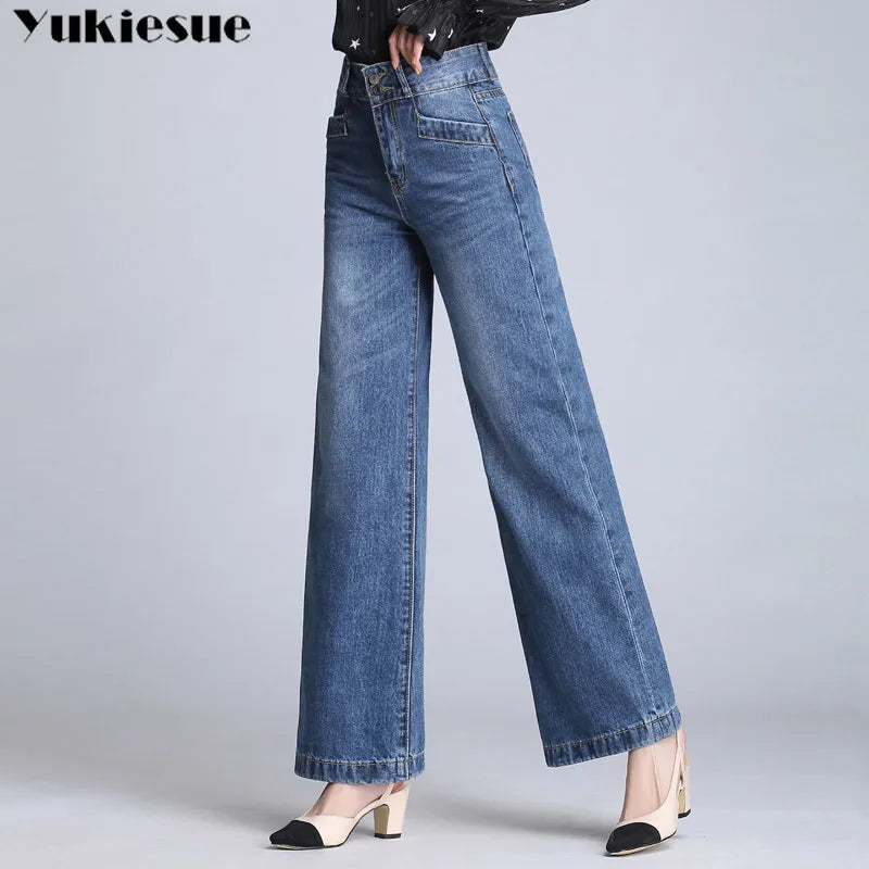 high waist jeans woman denim wide leg pants women's jean femme boyfriend ripped jeans for women  ladies jeans mom - reetell