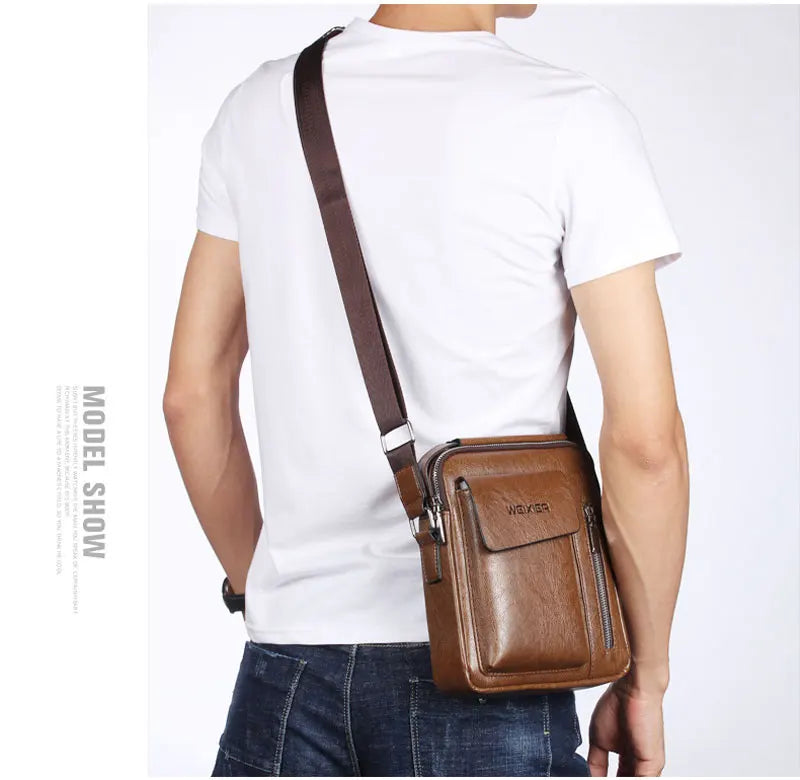 Casual Men Shoulder Bag Vintage Crossbody Bags Male Bag PU Leather Handbag Capacity Men Messenger Bags Tote Bag