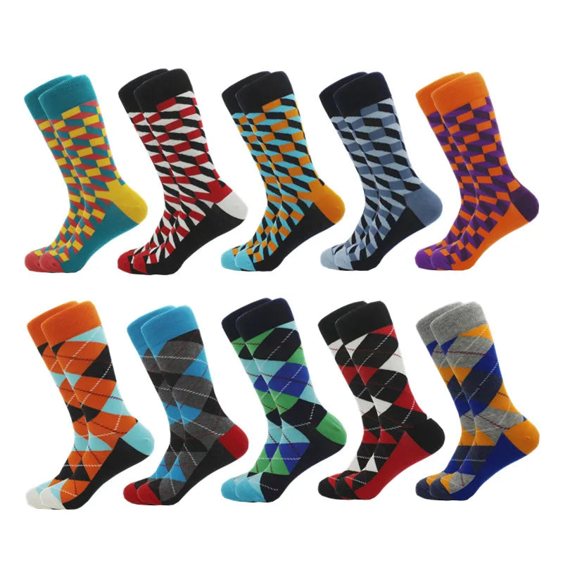 Classic Hot Sale Men Socks Funny Casual Business Dress Crew High Quality Socks Color Compression Happy Cotton Socks for Men