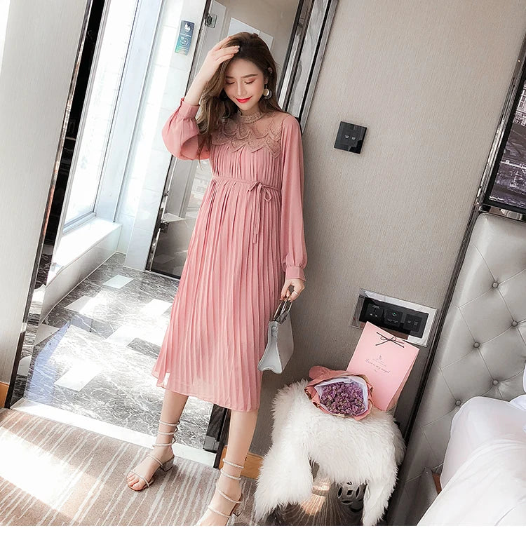 New Fashion Maternity Dresses Spring Autumn Long Pregnancy  For Pregnant Women Dress Casual  Clothes Plus Size