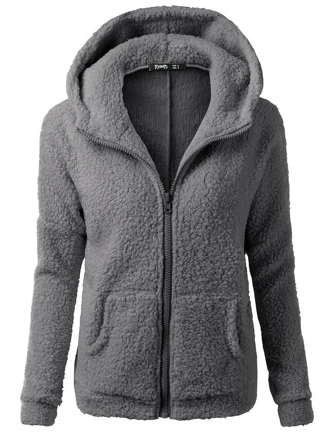 Autumn Winter Warm Jacket Women hoodie Hooded 2024 Casual Female Hoodies Sweatershirt Zipper Coat Solid Soft Fleece Women Coat - reetell