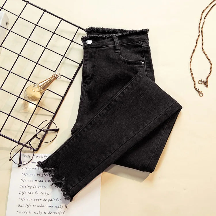 Jeans Female Denim Pants Black Color Womens Jeans woman Donna Stretch Bottoms Feminino Skinny Pants For Women Trousers - reetell