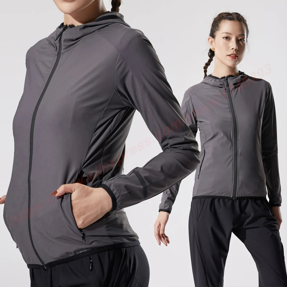 Running jackets Women Thin Breathable Sportswear Yoga Shirts Quick Dry Training Workout Tops Slim Fitness Coat