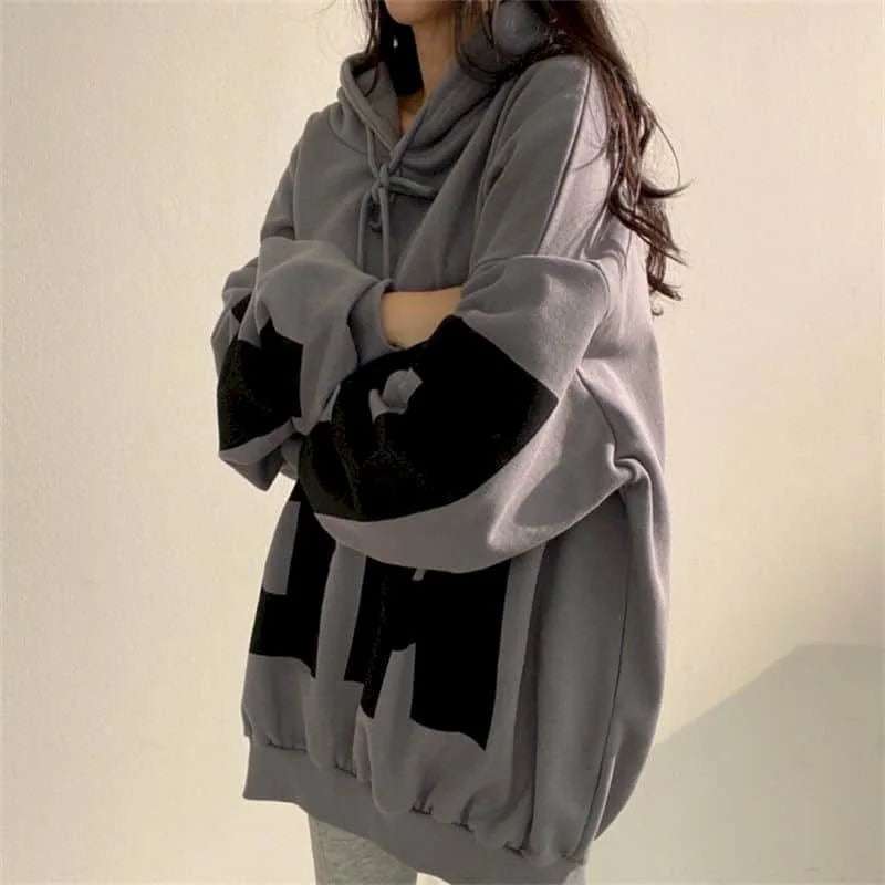 Fashion Letter Printing Hoodies Women 2024 Spring Autumn Thin Street Sports Loose Large Size Casual Hooded Pullover Womens Tops - reetell