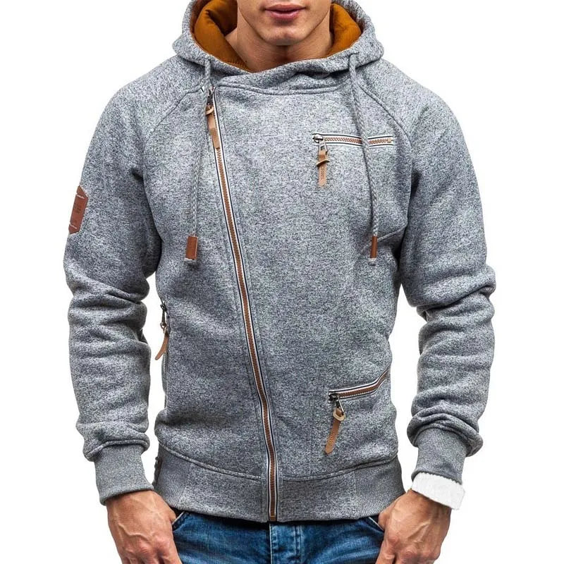 New Hoodie Men 2021 Autumn Casual Solid Long Sleeve Mens Hoodies Sweatshirts Slim Zipper Hoody Sweatshirt Men Hooded Streetwear - reetell