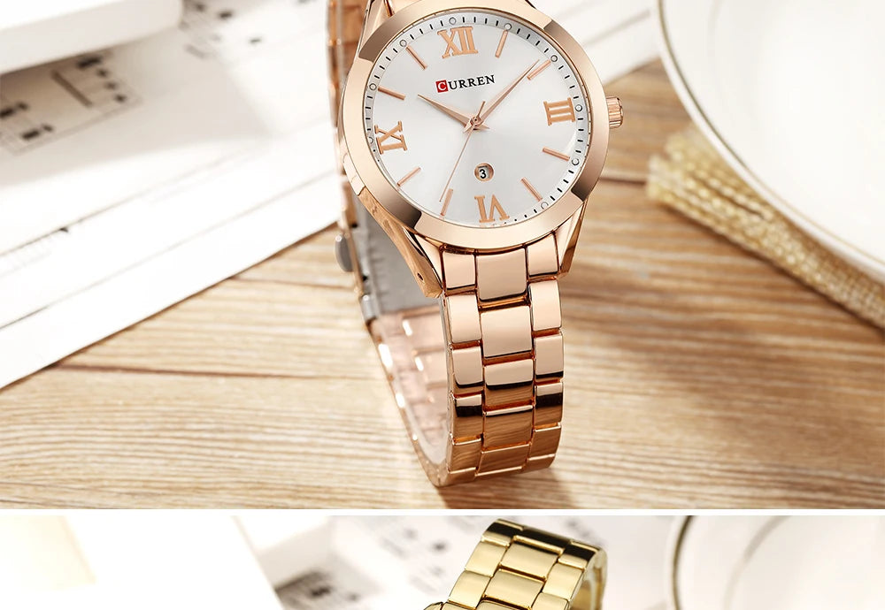 CURREN Women Watch Luxury Fashion Watches Woman Clock Stainless Steel Simple Business Wriswatches Ladies Relogio Feminino 9007