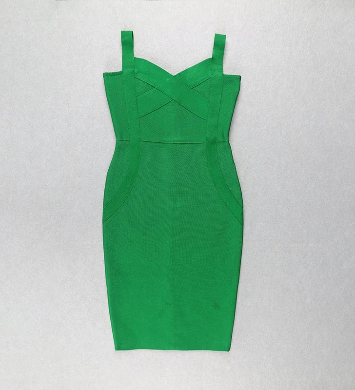 High Quality Pink Green Red Bodycon Knee Length Rayon Bandage Dress Evening Party Dress Vestidos - reetell