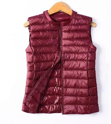 SEDUTMO Winter Ultra Light  Womens Down Jackets Vest Duck Down Doat Short Puffer Jacket O-neck Waistcoat ED036