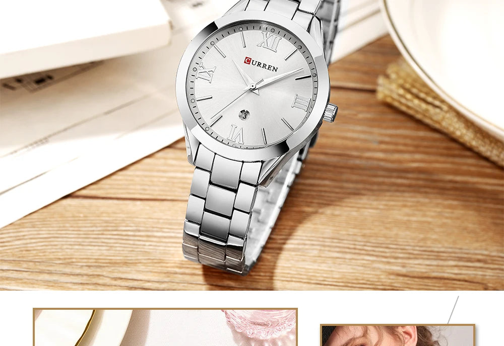 CURREN Women Watch Luxury Fashion Watches Woman Clock Stainless Steel Simple Business Wriswatches Ladies Relogio Feminino 9007