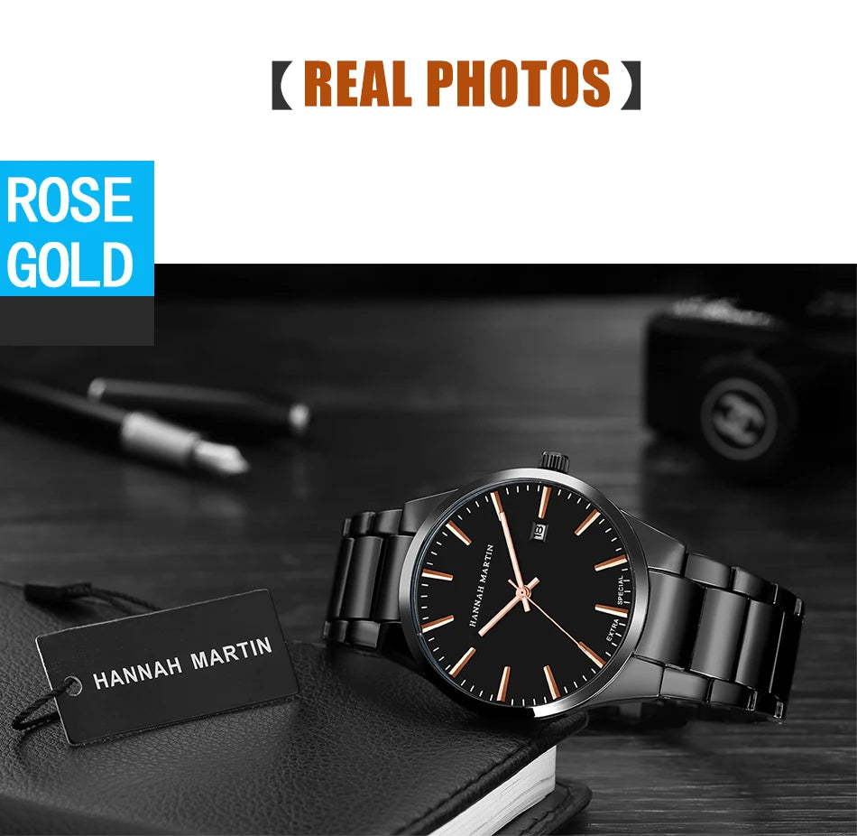 Men Watch Top Brand Luxury Calendar Stainless Steel Quartz Fashion Business Full Black Waterproof Sports Watch Relogio Masculino